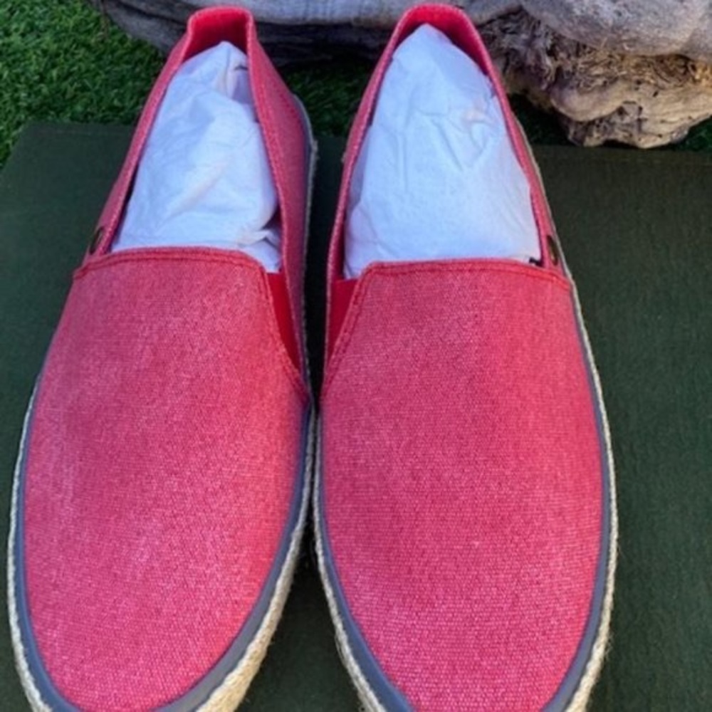 SUPERDRY Adam Washed Yacht Red Canvas Slip On ESPADRILLES Men's Size 12 US